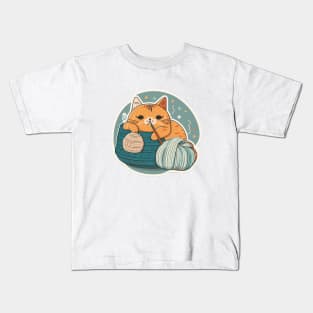 Cute Sleepy Little Kitty Cat Knitten Kitten Kids T-Shirt